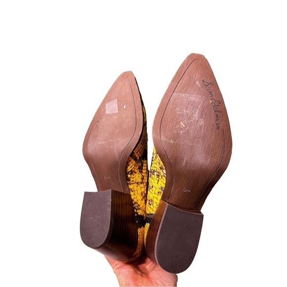 Sam Edelman Snake Print Yellow and Black Leather Booties - Picture 6 of 6
